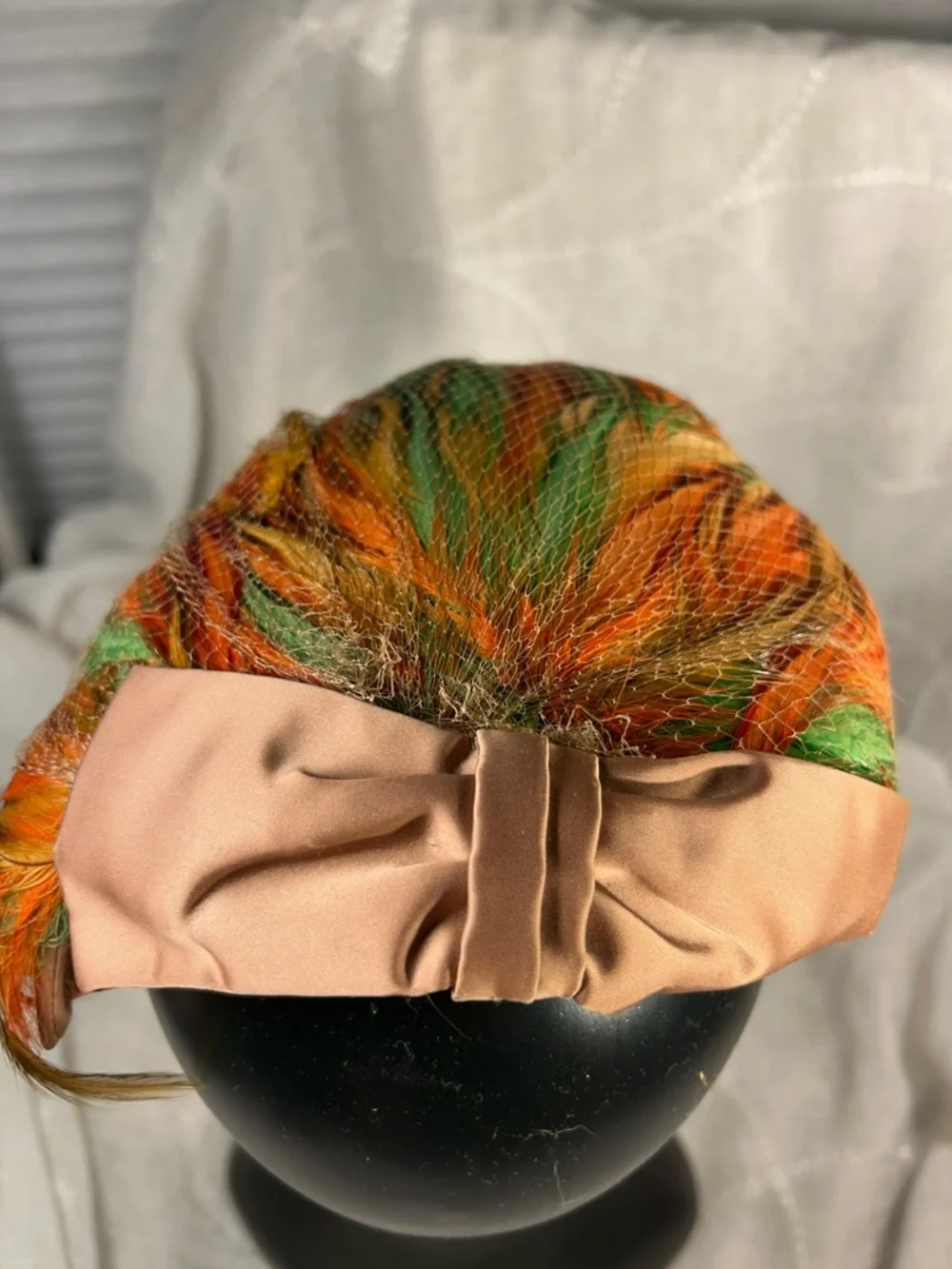 Vintage feather and bow headpiece halo piece - Picture 2 of 9